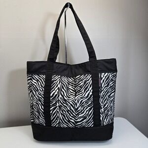 JanSport Zebra Print Tote Bag Large Animal Print Laptop Travel Work School Retro